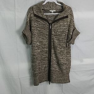 Kenneth Cole brown chunky knit zip up cardigan S